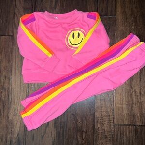 Diva girl, sweatshirt and sweatpants set striped smiley 4t